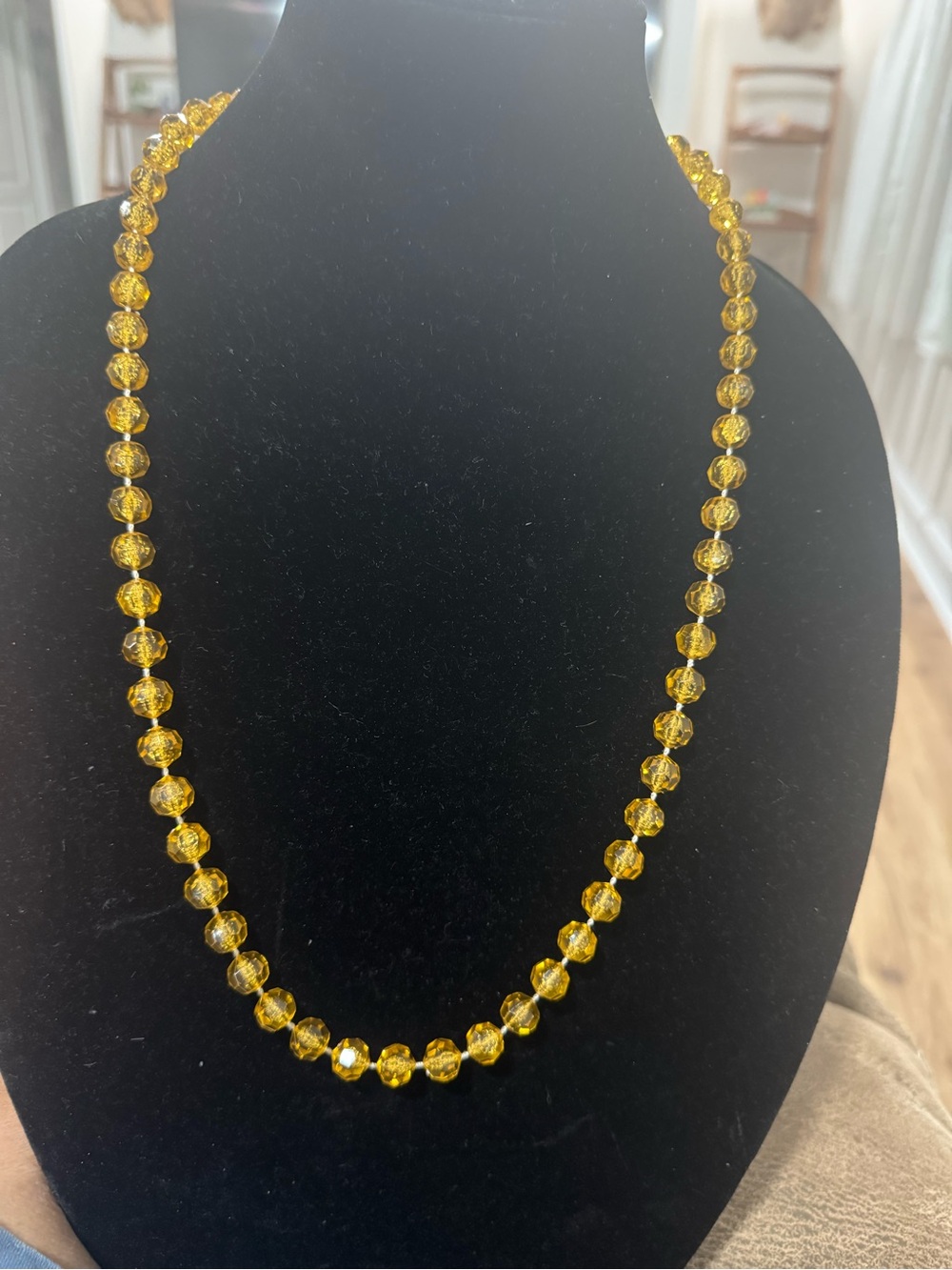 Yellow Faceted Bead Necklace - Women Jewelry